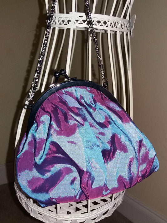 Stunning Vintage/Retro purple shot silk Eve bag/CLASP 6"X7.5" lined,padded,silver frame Etsy