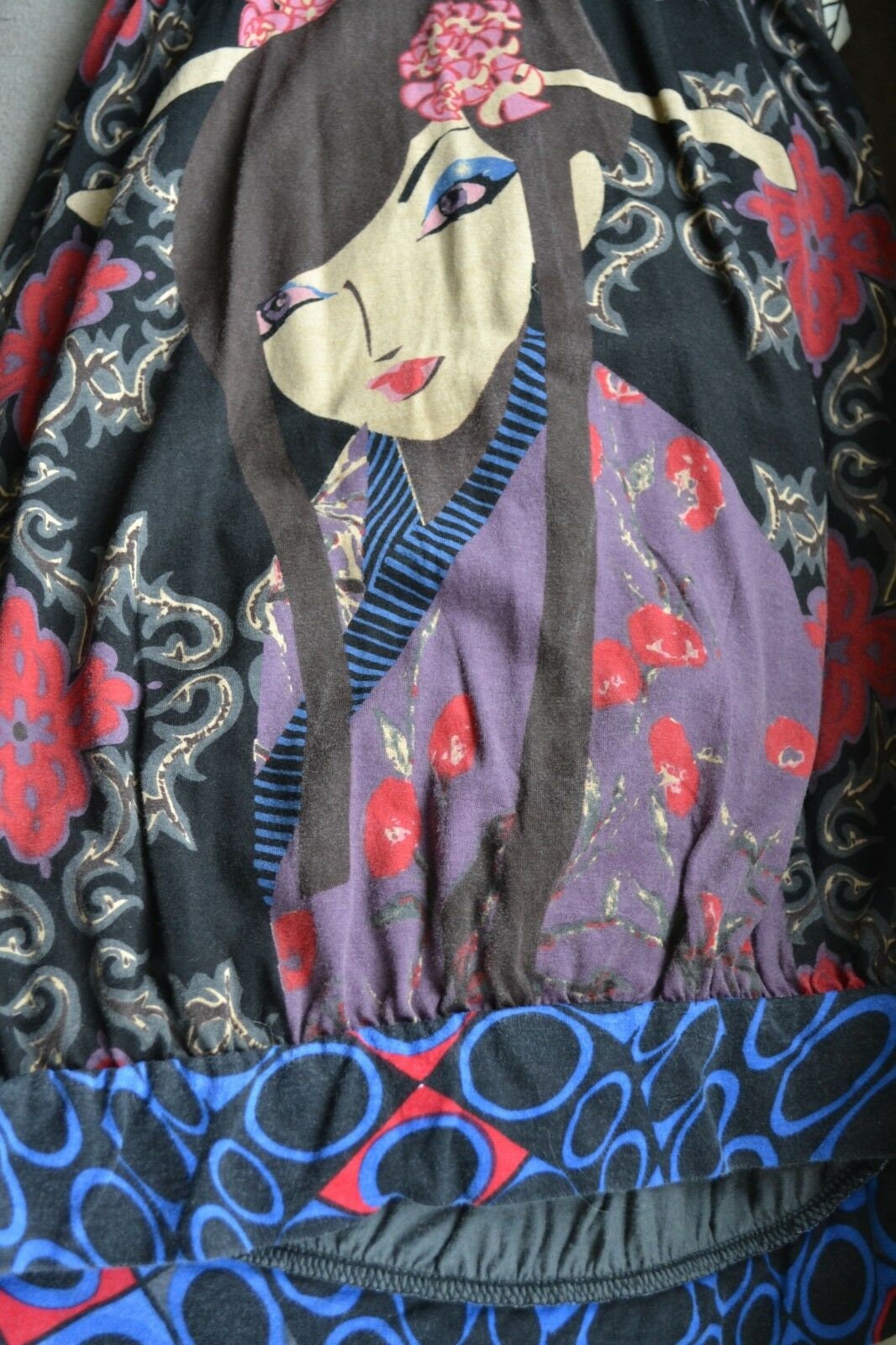 Desigual All Together Black Vintage Japanese Lady Cotton Dress XS,embroidery.stunning designer item Etsy