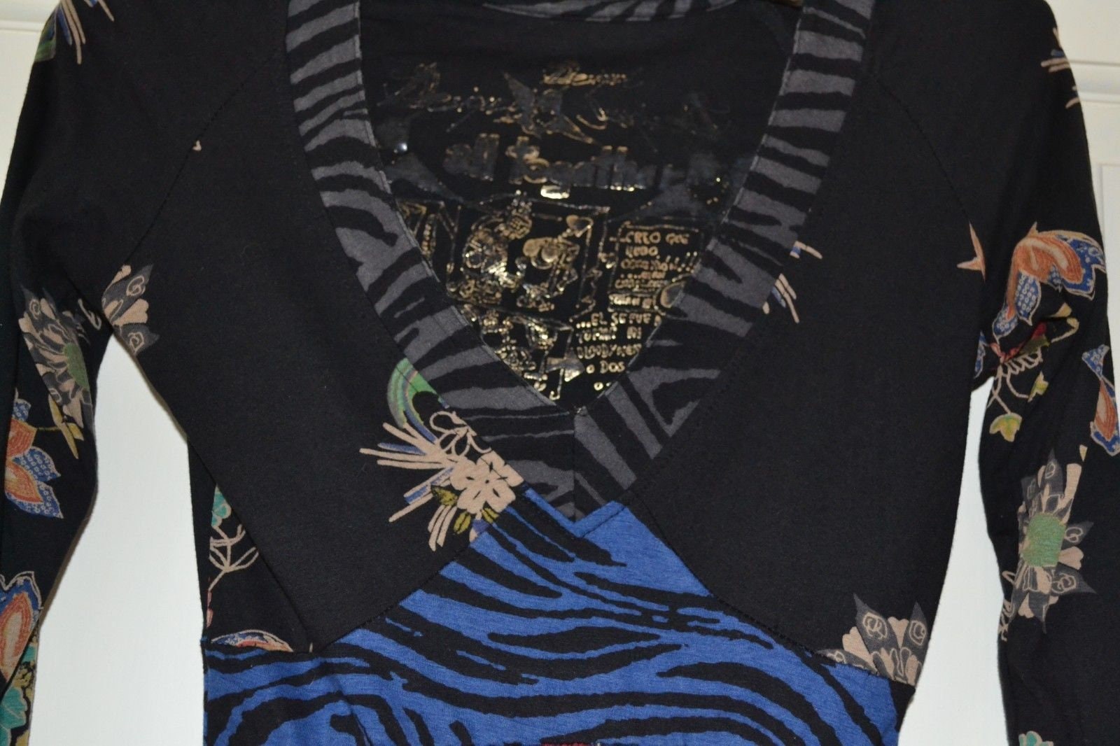 Desigual All Together Black Vintage Japanese Lady Cotton Dress XS,embroidery.stunning designer item Etsy