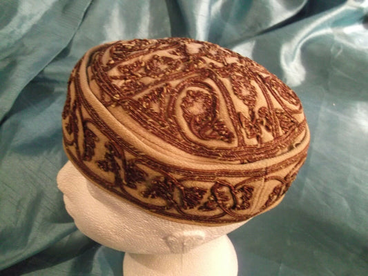 punk/cosplay/festi/stagewear/costume/ beige& brown Hand-Made Vintage FEZ HAT.EMBROIDERED 21"/62CM Etsy