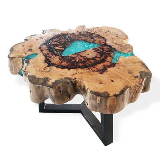Tamarind wood and Resin Coffee Table-aqua- hand-made, recycled, unique- 46x77 (cm) x 10cm depth Etsy