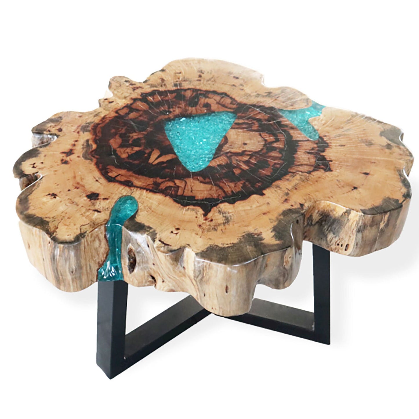 Tamarind wood and Resin Coffee Table-aqua- hand-made, recycled, unique- 46x77 (cm) x 10cm depth Etsy