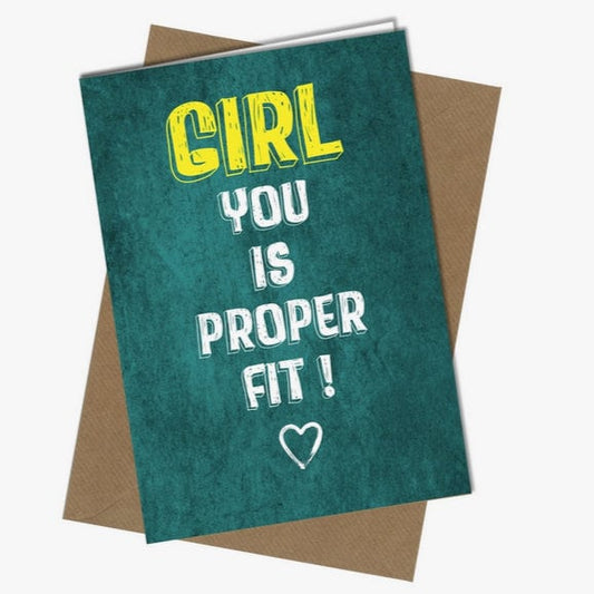 hand-made greetings card "Girl-YOu is propa fit ", explicit, adult humour Etsy