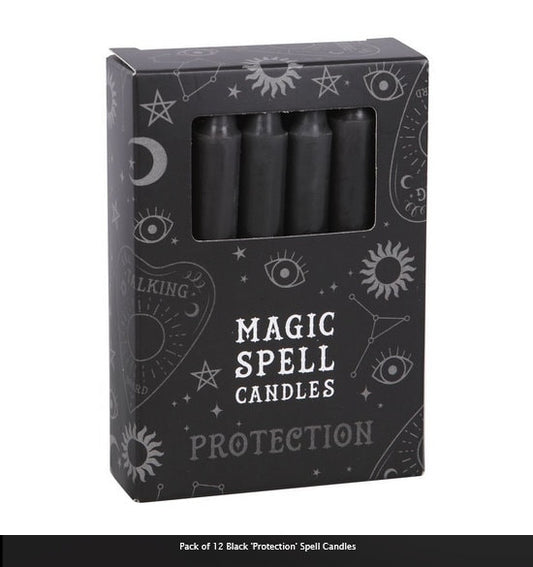 Pack of 12 small Black 'Protection' Spell Candles-H10cm x W1cm x D1cm Etsy