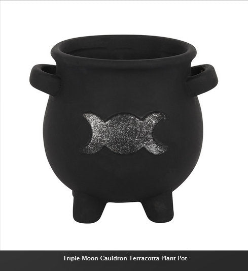 Terracotta triple moon cauldron /plant pot.. gothic,home,living, home-decor Etsy