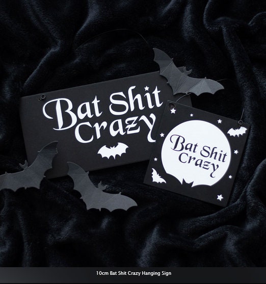 10cm Bat Shit Crazy Hanging Sign H10cm x W10cm x D0.8cm Etsy