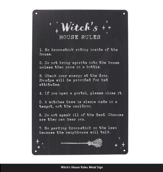 Witch's House Rules Metal Sign, H30cm x W20cm x D0.2cm Etsy