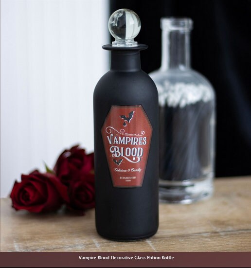 Vampire Blood Decorative Glass Potion Bottle  H19.2cm x W5.5cm x D5.5cm gothic witchy Etsy