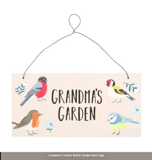 Grandma's Garden British Garden Birds Sign,mdf, H10cm x W20cm x D0.8cm Etsy