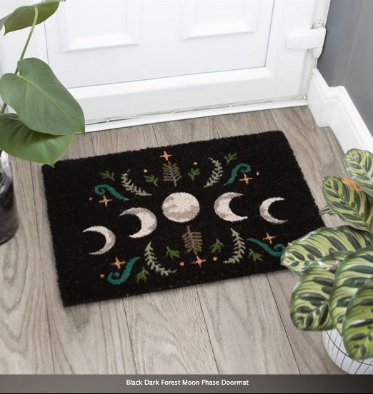 Natural Doormat-coir-Black Dark Forest Moon Phase Doormat-home decor, eco-friendly, sustainable Etsy