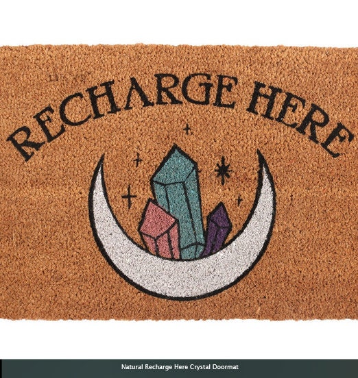 Natural Doormat-coir-Natural Recharge Here Crystal-home decor, eco-friendly, sustainable Etsy
