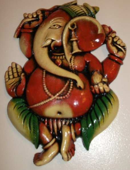 Bring good luck to your home-Fab gift Item :Hand- Painted unusaul, clay Ganeshe Wall Plaques Etsy