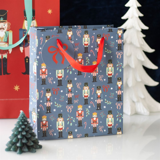 23cm Blue Nutcracker Print Gift Bag N/A