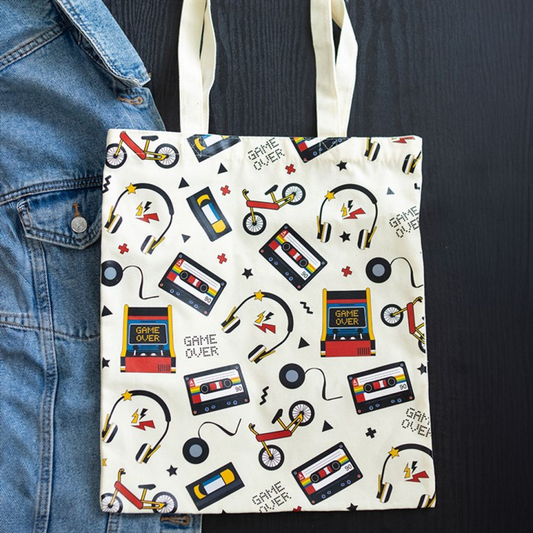 Retro 80s Print Polycotton Tote Bag N/A