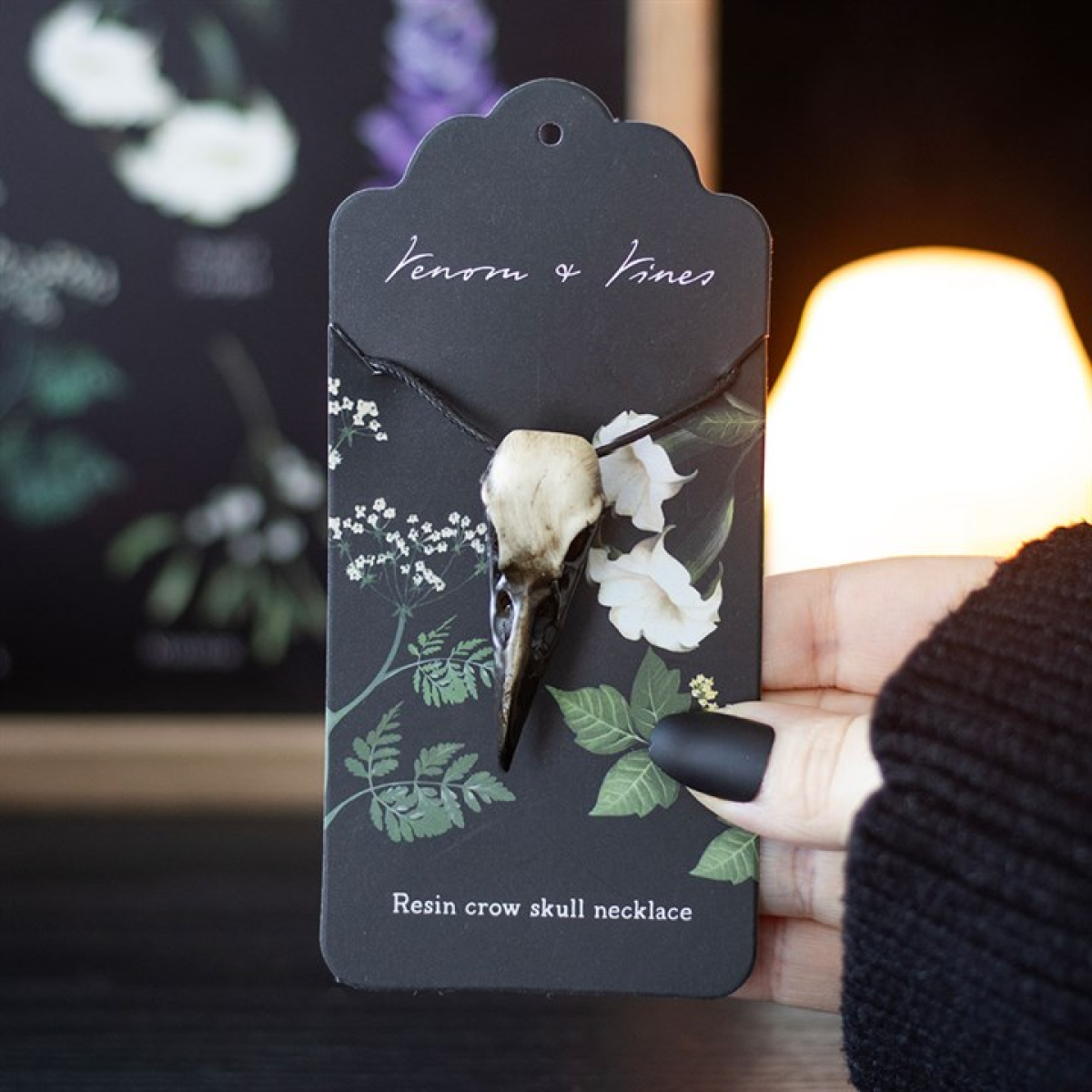 Resin Crow Skull Necklace N/A