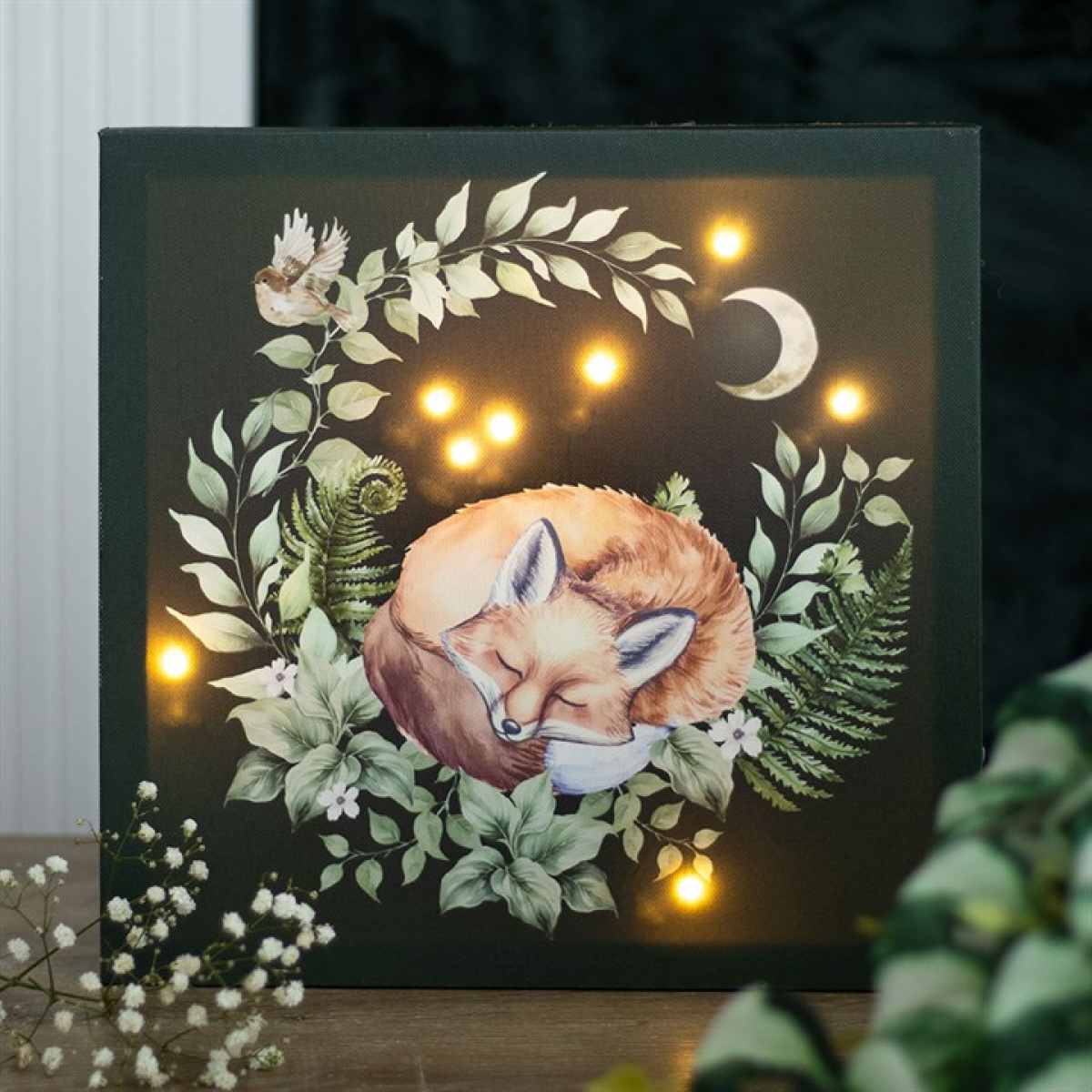 Sleeping Fox Light Up Canvas Plaque N/A