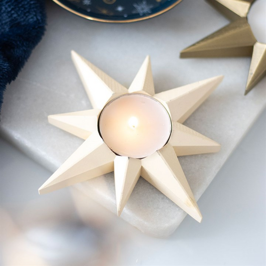 Cream Star Tealight Candle Holder N/A