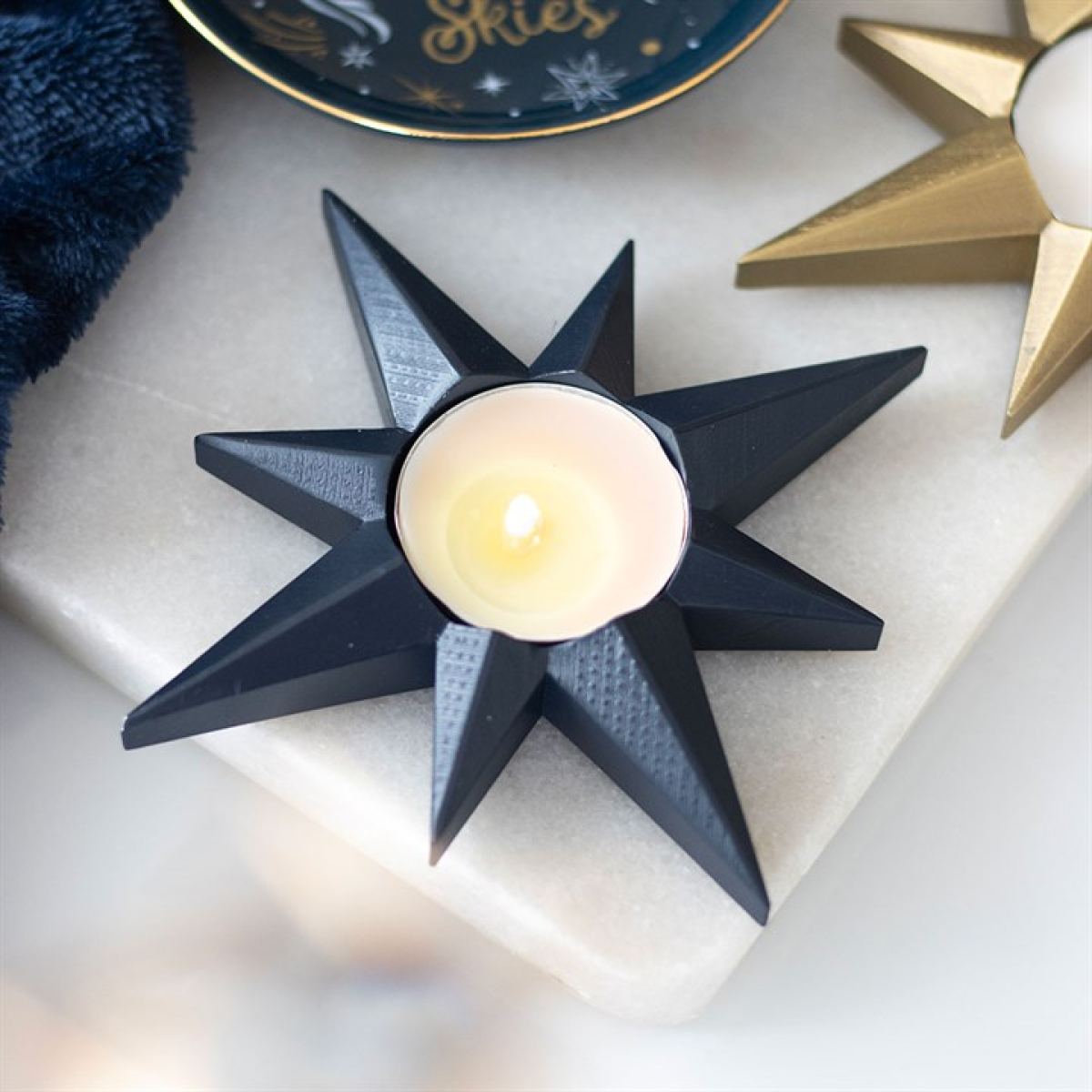 Navy Star Tealight Candle Holder N/A