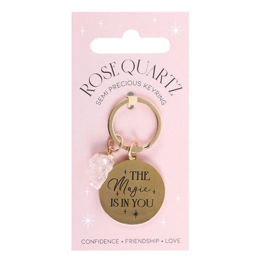 The Magic Is In You Rose Quartz Crystal Keyring N/A
