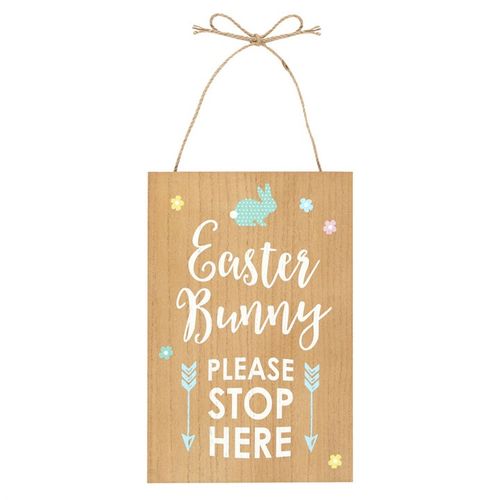Easter Bunny Stop Here Hanging Sign N/A