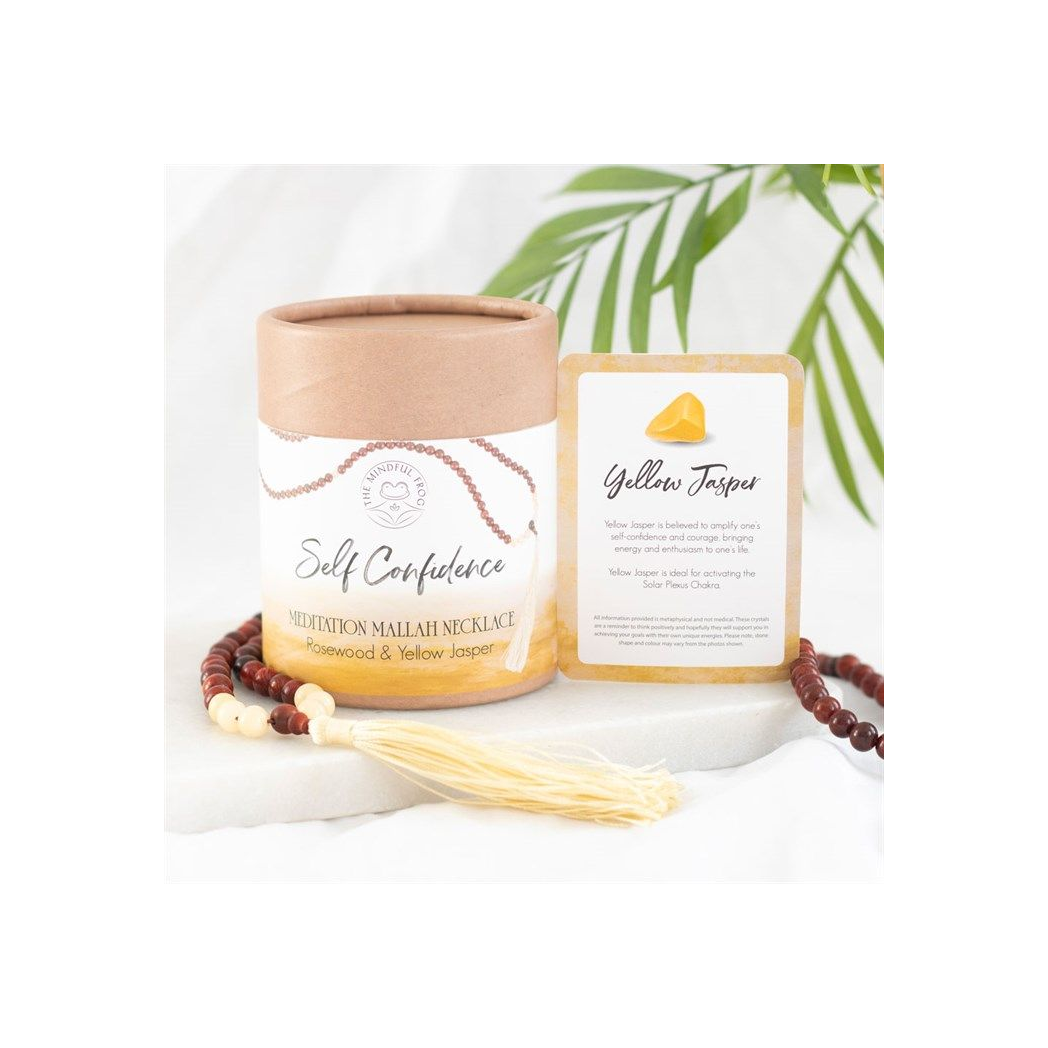 Self Confidence Rosewood & Yellow Jasper Mallah Necklace N/A