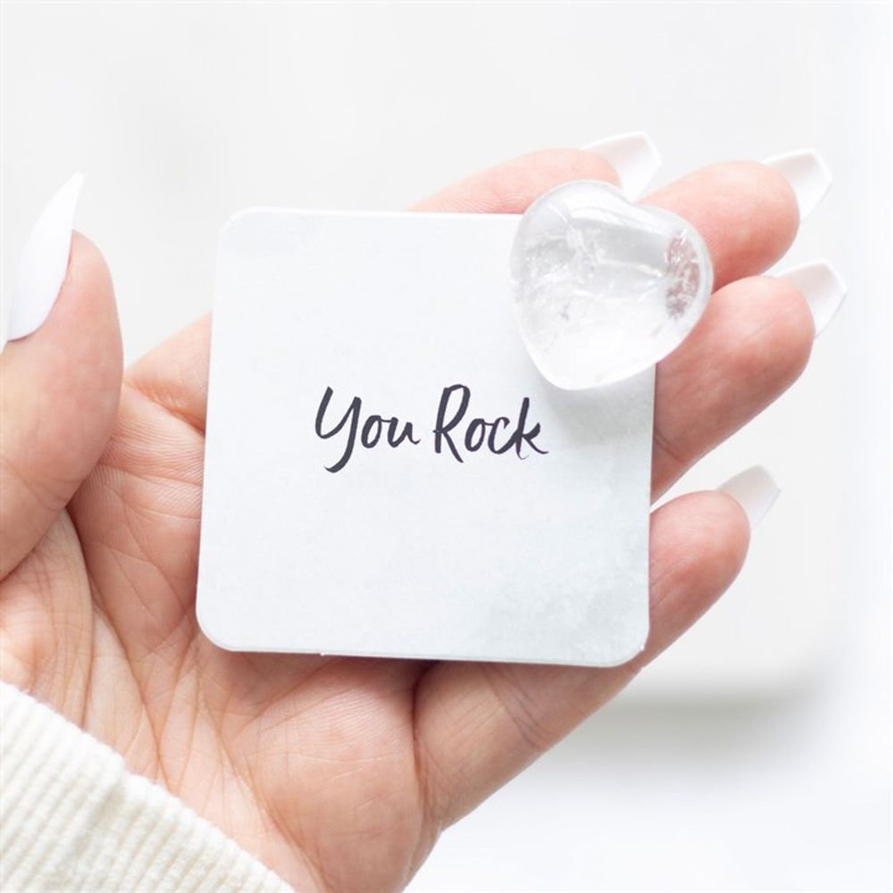 You Rock Clear Quartz Crystal Heart in a Bag N/A