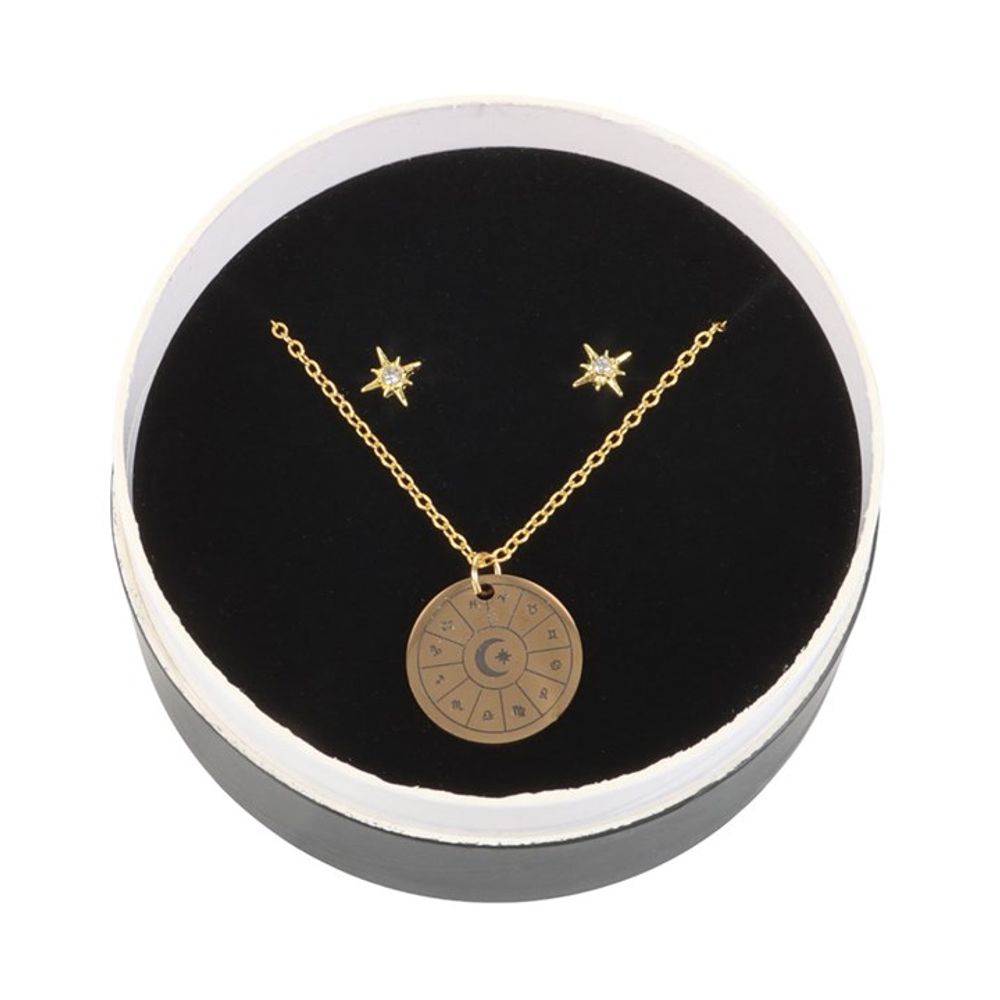 Astrology Wheel Earring and Necklace Set N/A