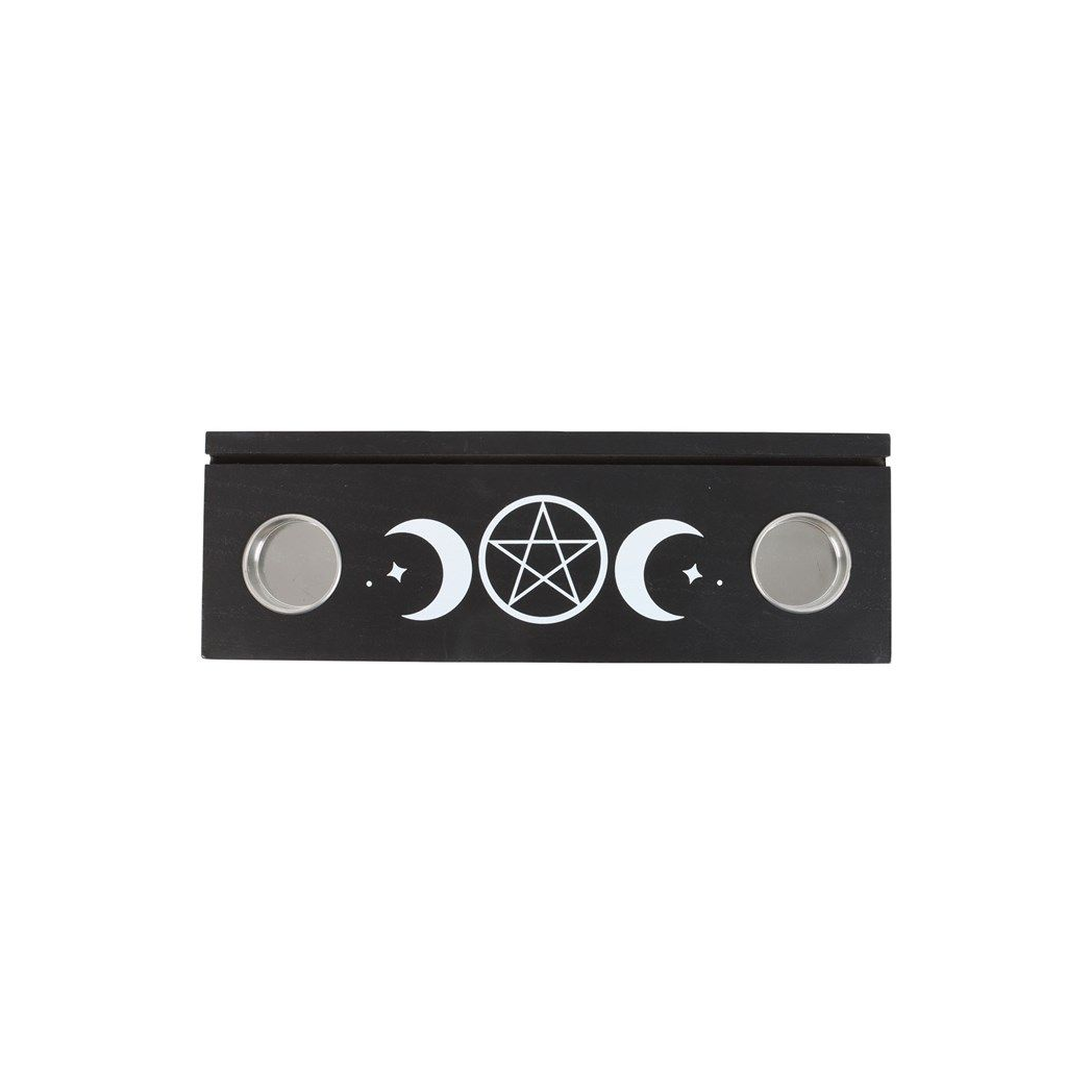 Black Triple Moon Tarot Card Stand Tealight Holder N/A