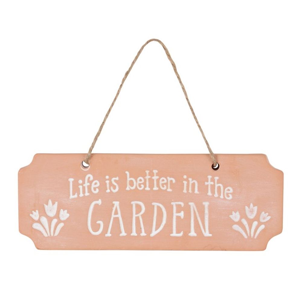Life Is Better In The Garden Terracotta Hanging Sign N/A