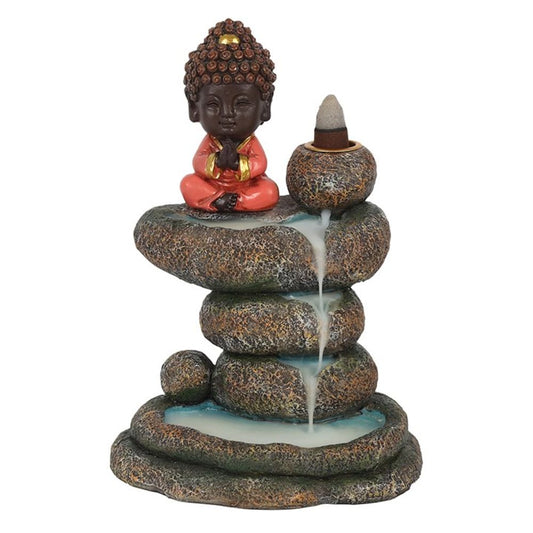 Red Buddha and Rock Pond Backflow Incense Burner N/A