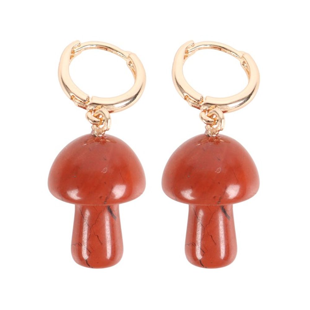 Red Jasper Crystal Mushroom Earrings N/A