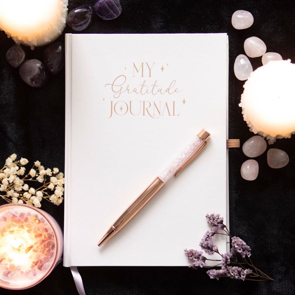 Gratitude Journal with Rose Quartz Pen N/A