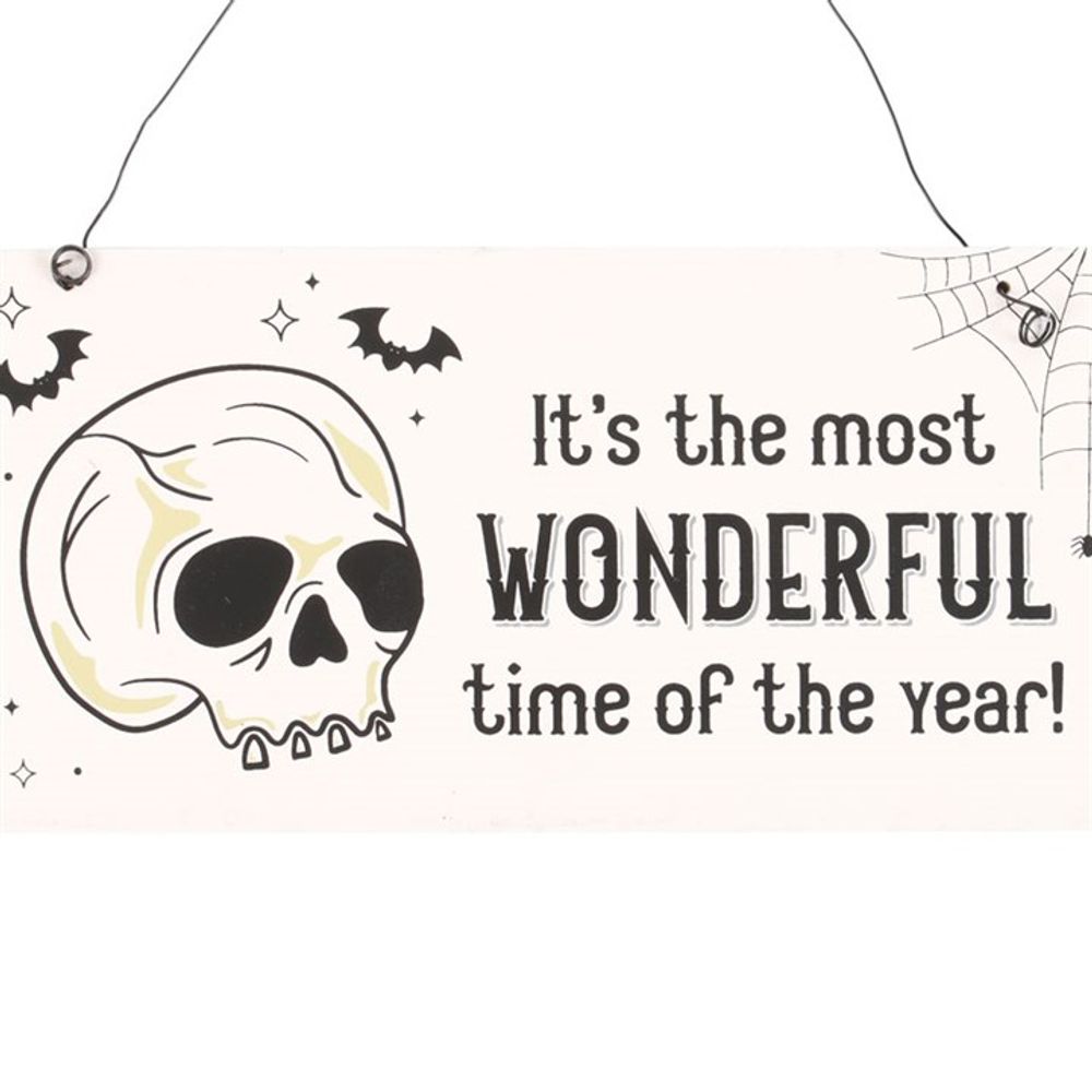 Most Wonderful Time of the Year Skull Hanging Sign N/A