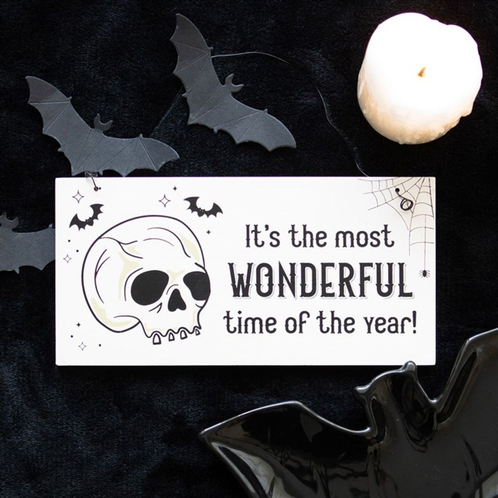 Most Wonderful Time of the Year Skull Hanging Sign N/A
