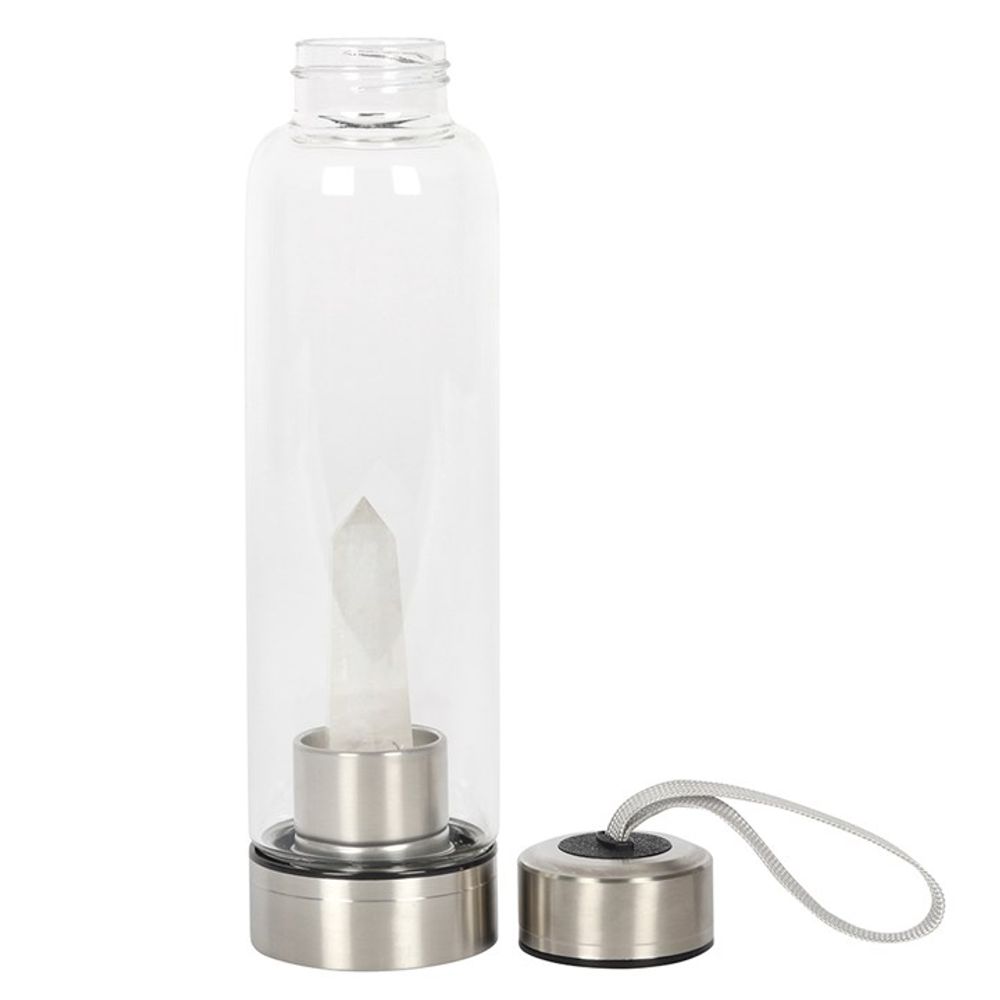 Clear Quartz Energising Glass Water Bottle N/A