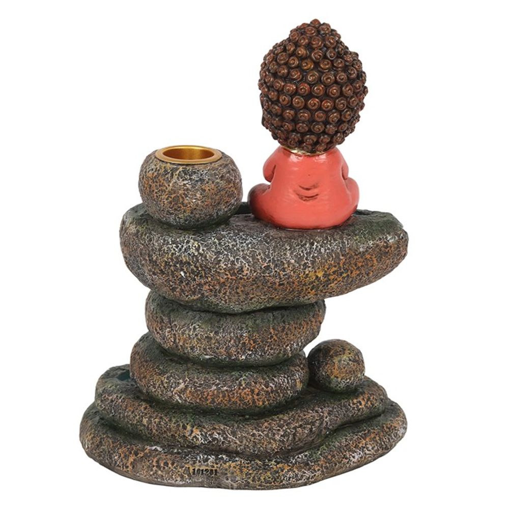 Red Buddha and Rock Pond Backflow Incense Burner N/A
