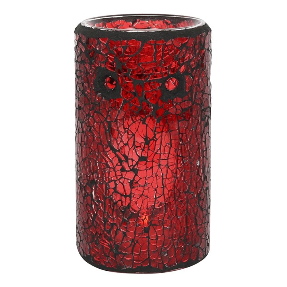 Red Pillar Crackle Glass Oil Burner N/A