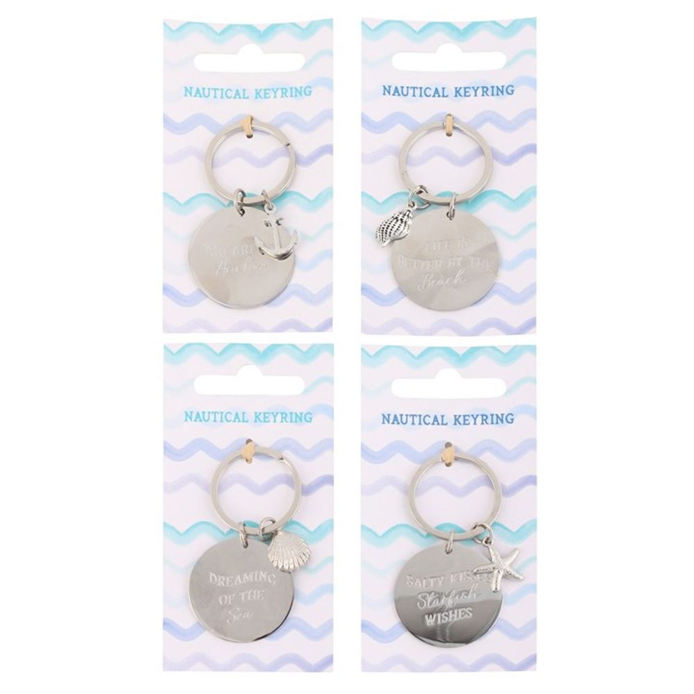Pack of 12 Nautical Metal Keyrings N/A