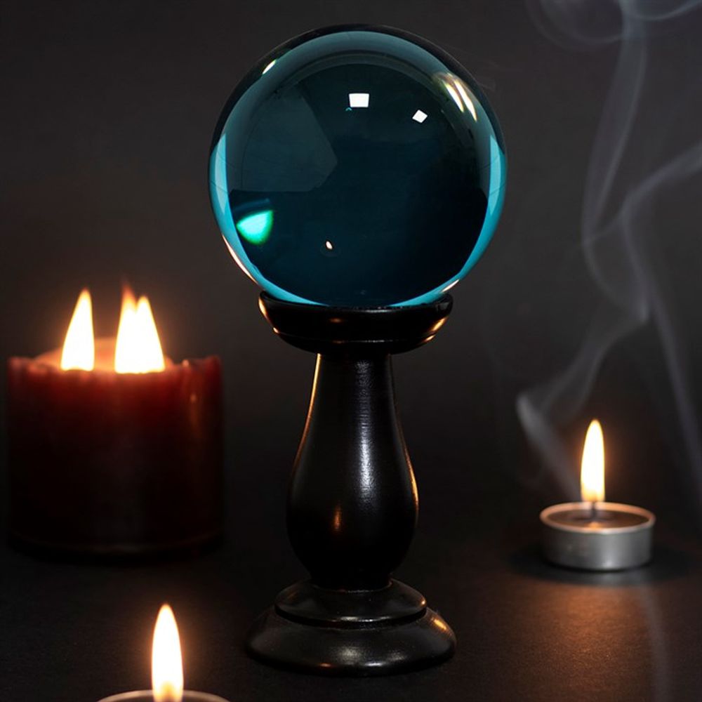 Small Teal Crystal Ball on Stand N/A