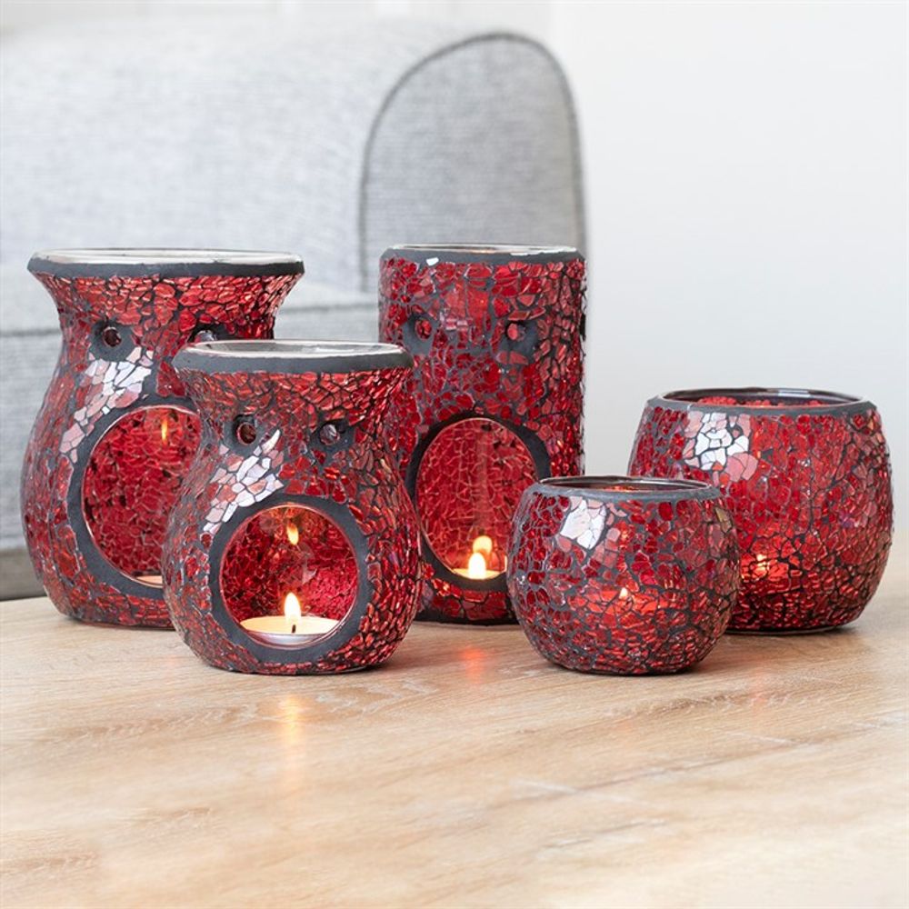 Red Pillar Crackle Glass Oil Burner N/A