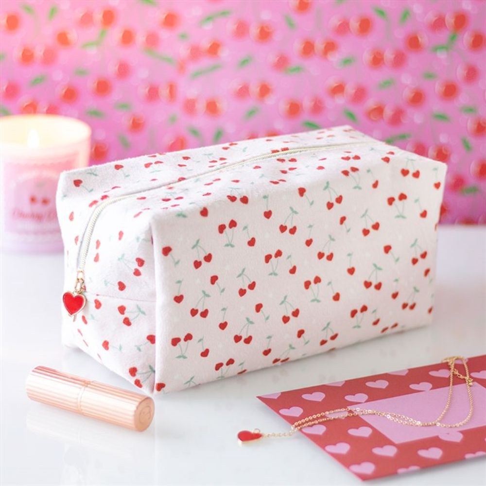 Heart Cherry Print Makeup Bag N/A