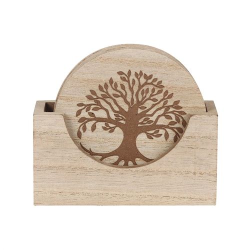 Set of 4 Tree of Life Engraved Coasters N/A