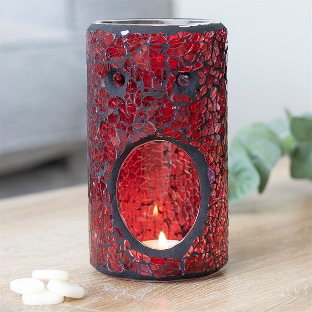 Red Pillar Crackle Glass Oil Burner N/A