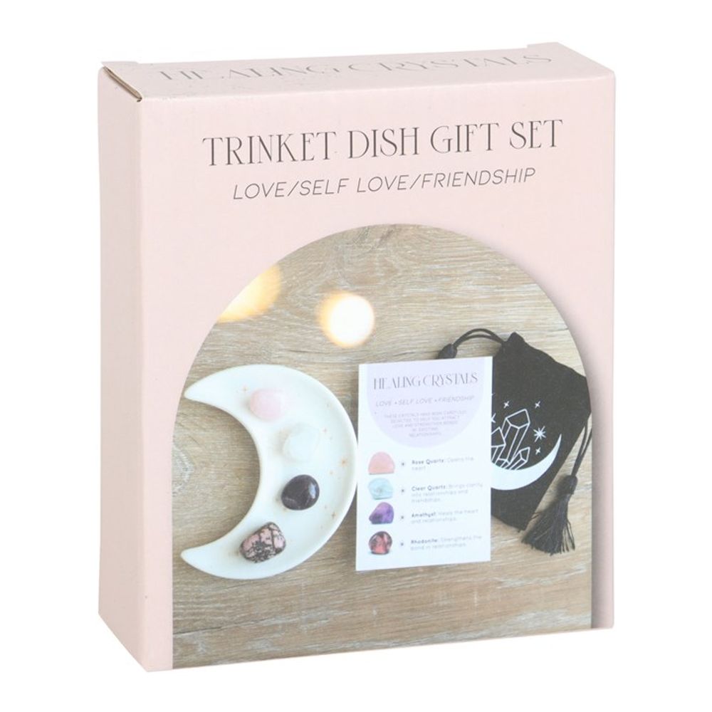 Love Healing Crystal Set with Moon Trinket Dish N/A