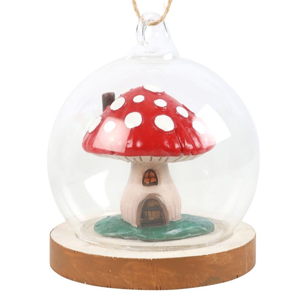 Mushroom House Glass Dome Hanging Decoration N/A