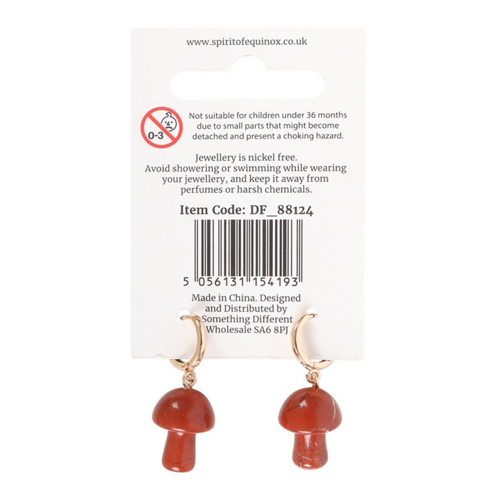 Red Jasper Crystal Mushroom Earrings N/A