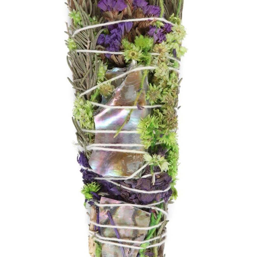 6in Ritual Wand Smudge Stick with Rosemary, Lavender and Abalone N/A