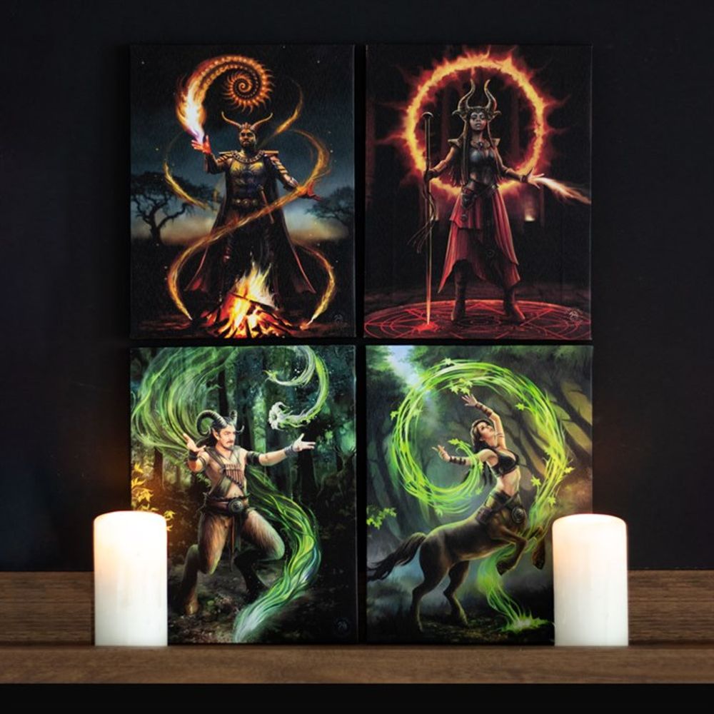 19x25cm Fire Element Sorceress Canvas Plaque by Anne Stokes N/A