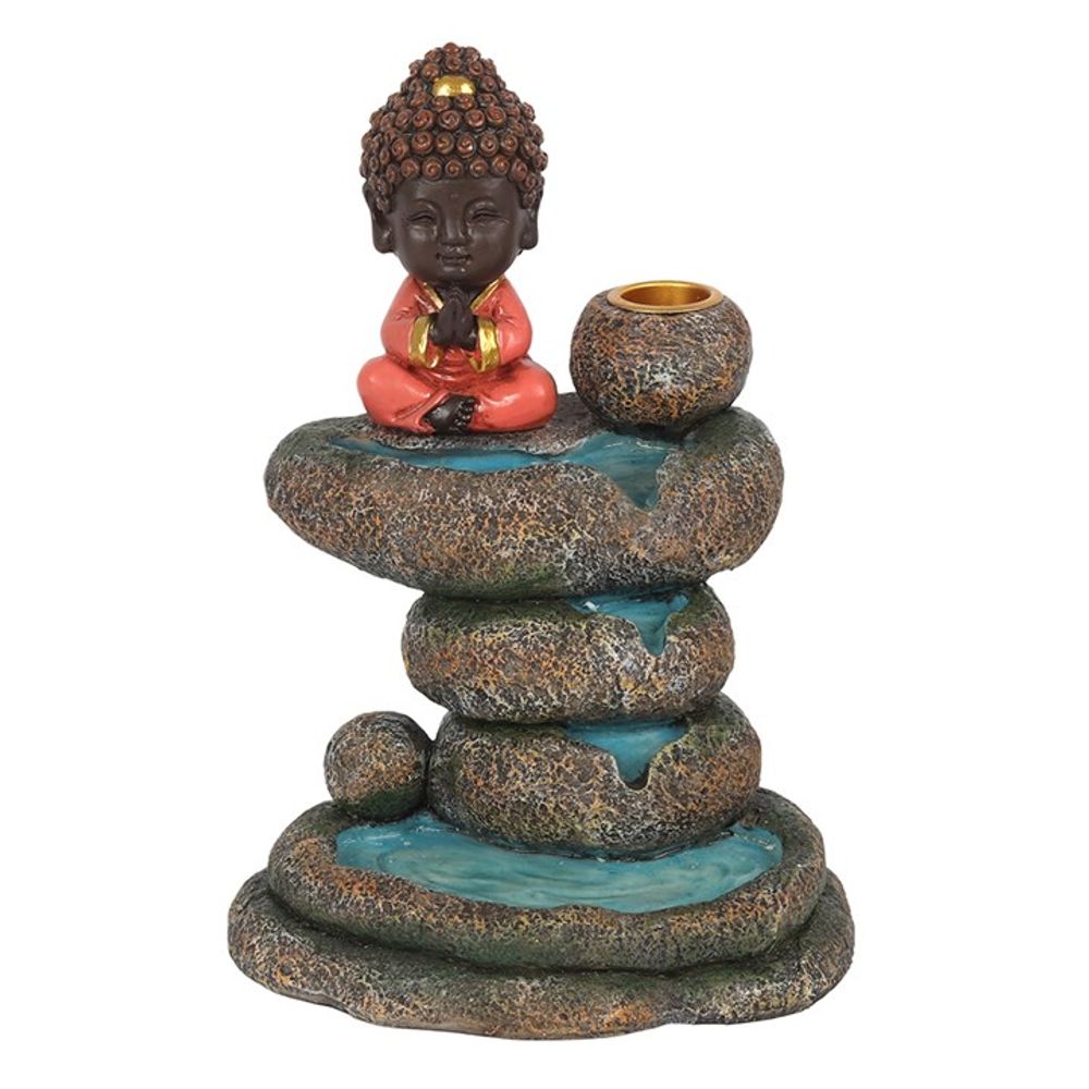 Red Buddha and Rock Pond Backflow Incense Burner N/A