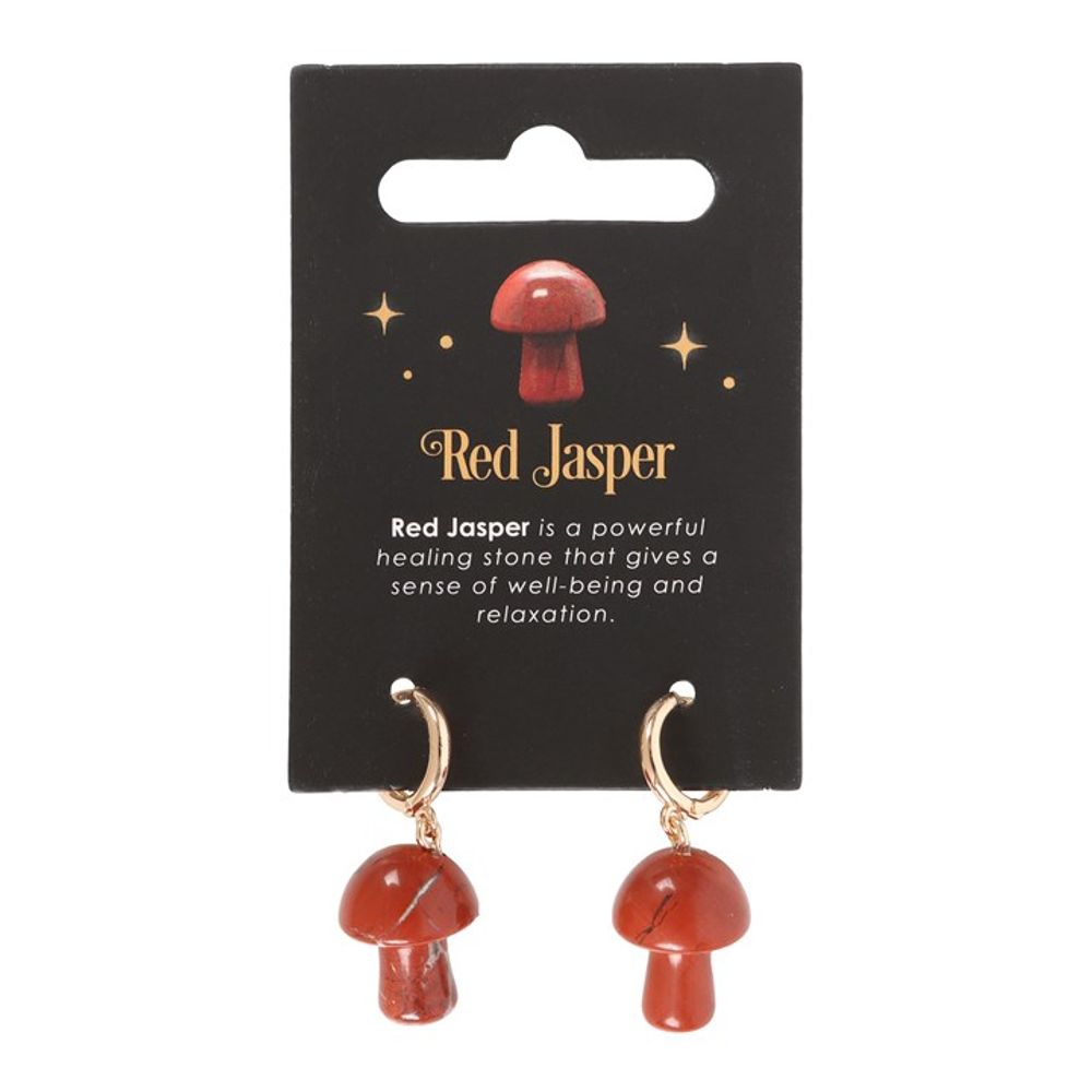 Red Jasper Crystal Mushroom Earrings N/A
